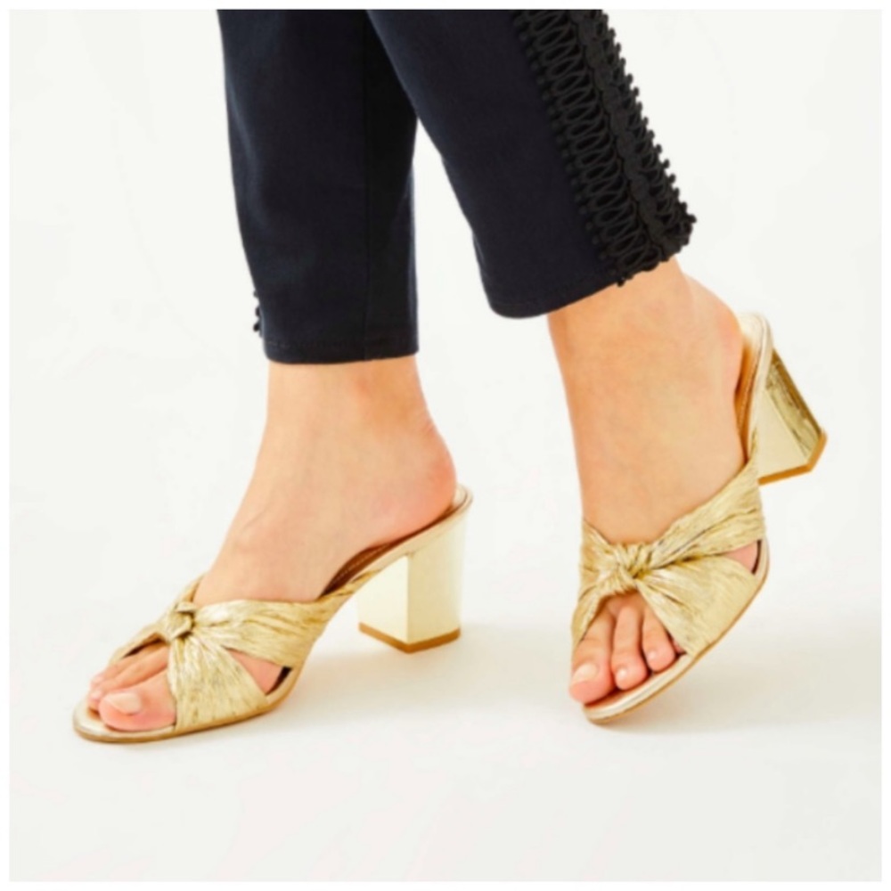 Lilly Pulitzer Sheena Slide Sandal In Gold Emilia